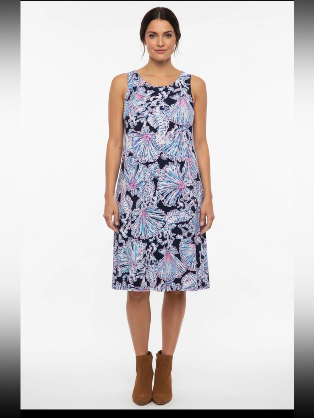 Lilly Pulitzer XL Pima cotton Sleeveless Midi Dress deep navy